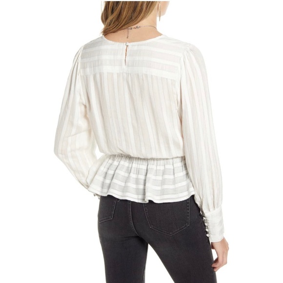 NWT Nordstrom Treasure Bond Sheer Stripe Blouse M - Picture 2 of 11